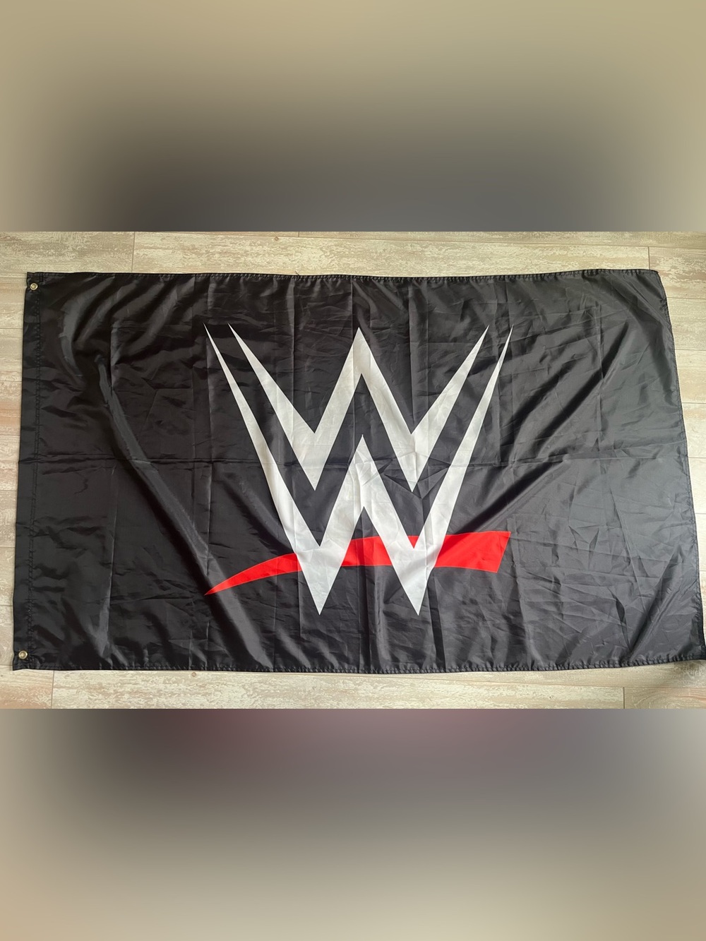 WWE Black Flag with White and Red Logo Approx 3’x5’